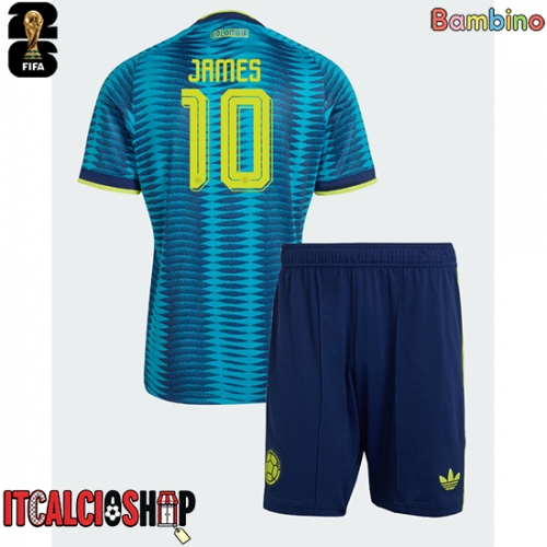 Colombia James Rodriguez #10 Seconda Maglia Bambino Mondiali 2026 Manica Corta (+ Pantaloni corti)